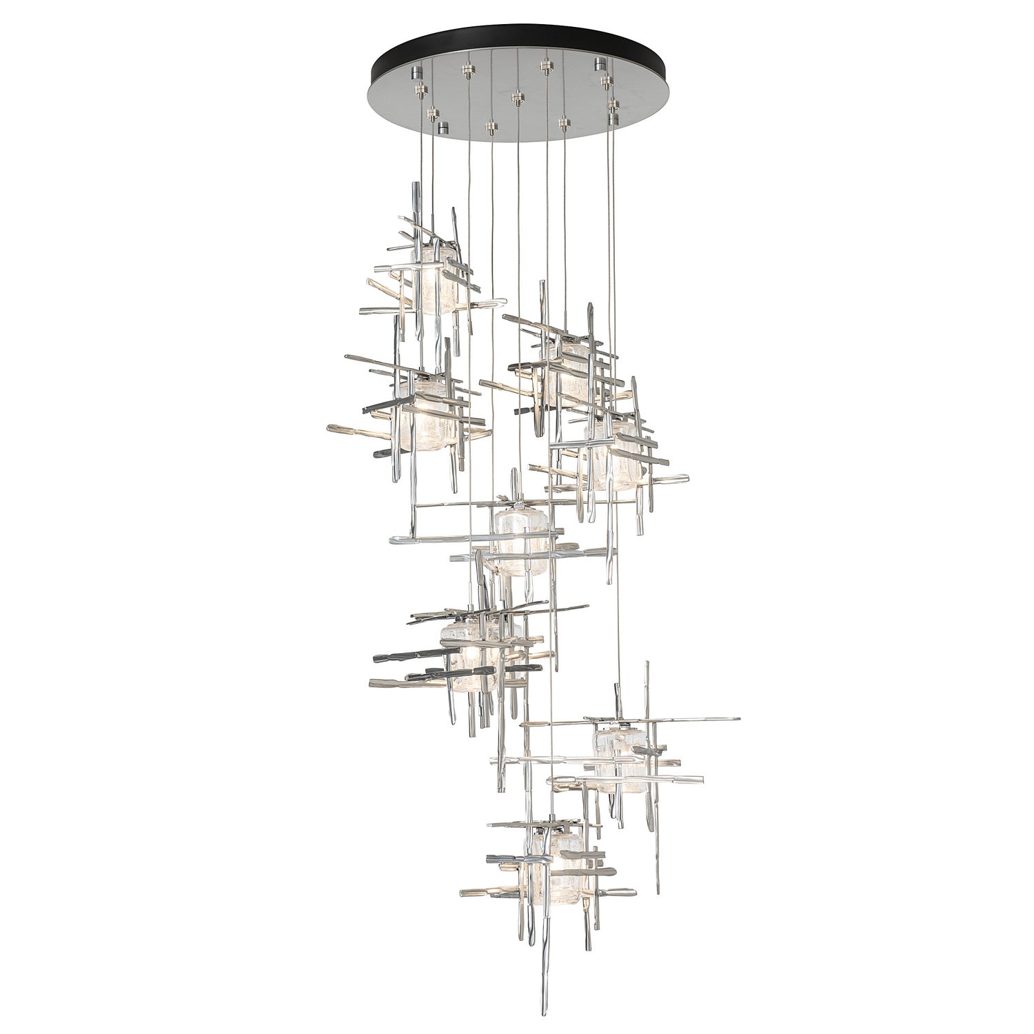 Hubbardton Forge - 131107-SKT-STND-85-II0728 - Tura 9-Light Seeded Glass Pendant - Tura - Sterling