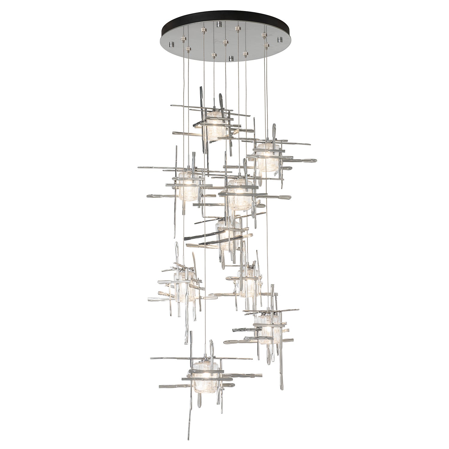 Hubbardton Forge - 131107-SKT-STND-85-II0728 - Tura 9-Light Seeded Glass Pendant - Tura - Sterling