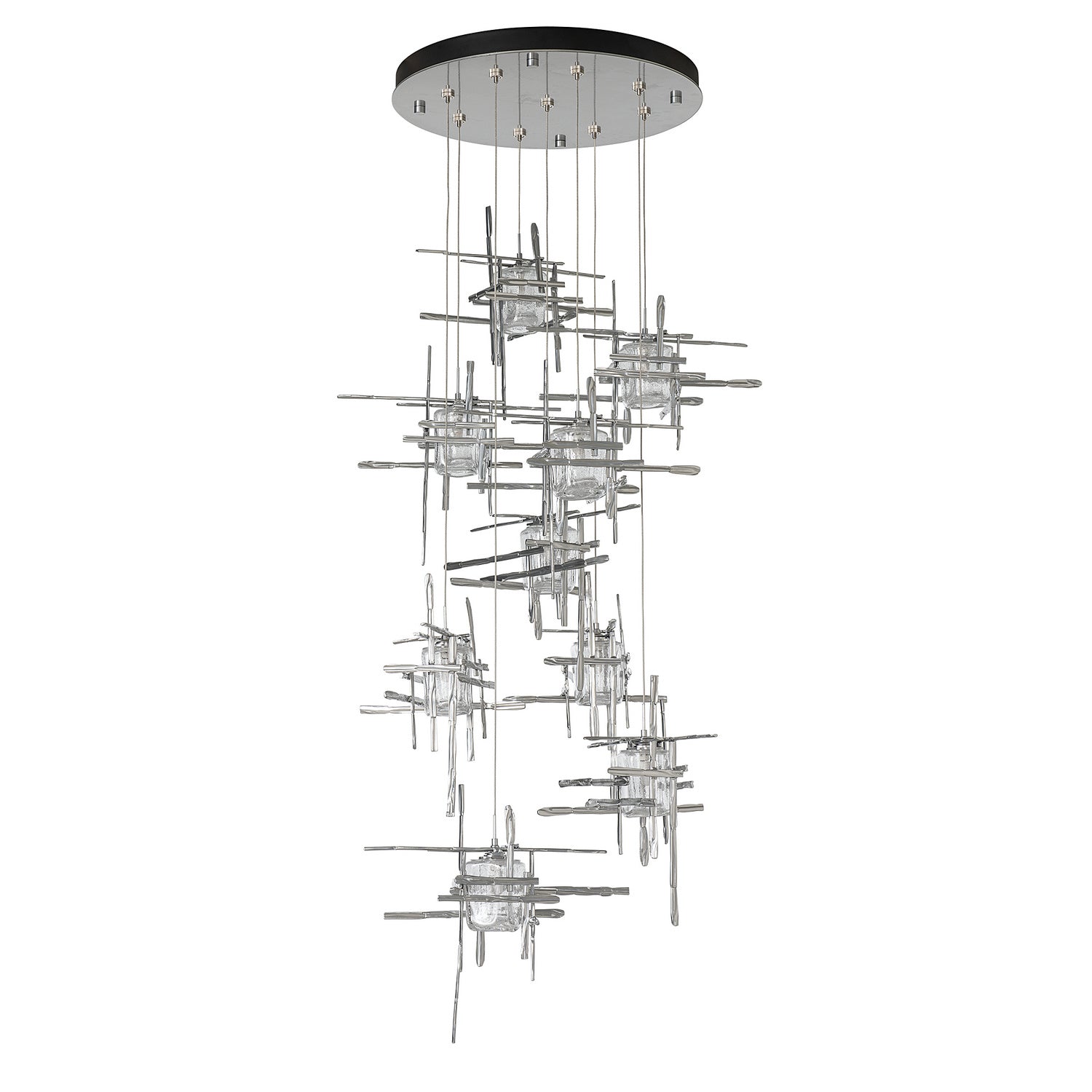 Hubbardton Forge - 131107-SKT-STND-85-II0728 - Tura 9-Light Seeded Glass Pendant - Tura - Sterling