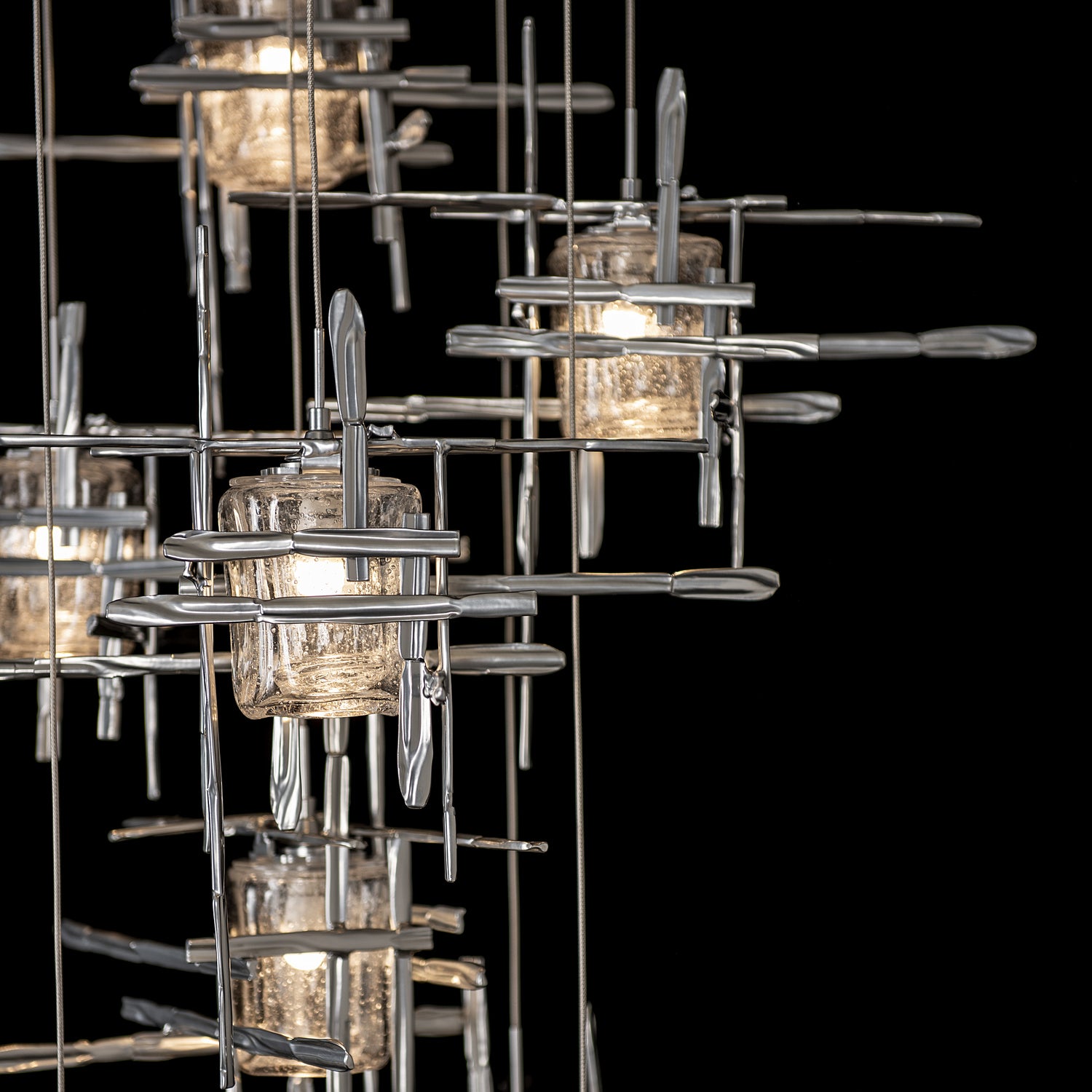 Hubbardton Forge - 131107-SKT-STND-85-II0728 - Tura 9-Light Seeded Glass Pendant - Tura - Sterling