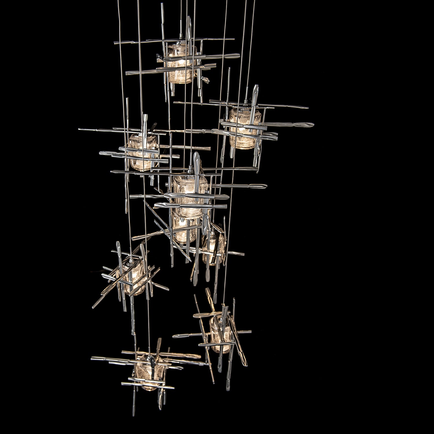 Hubbardton Forge - 131107-SKT-STND-85-II0728 - Tura 9-Light Seeded Glass Pendant - Tura - Sterling
