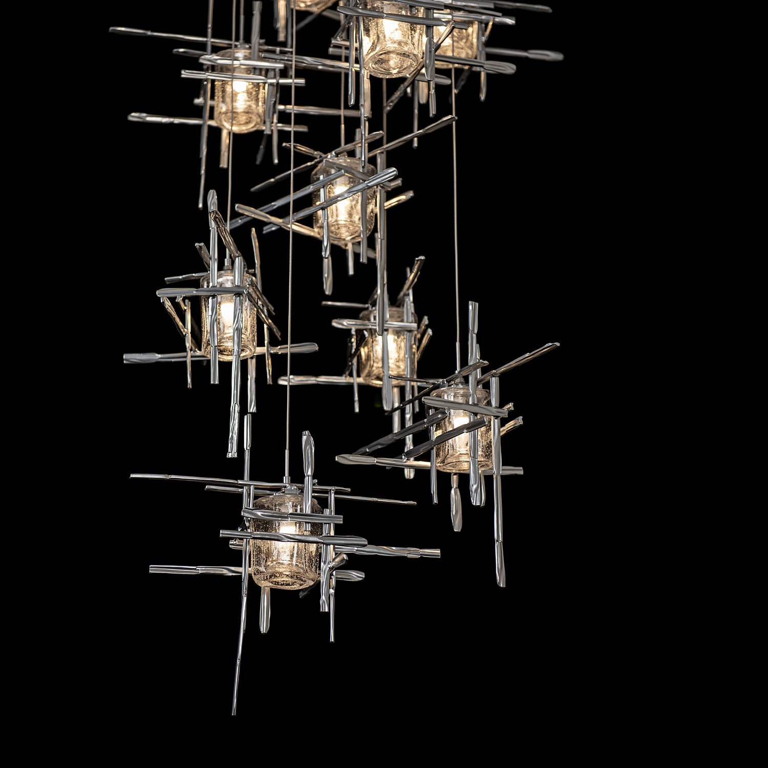 Hubbardton Forge - 131107-SKT-STND-85-II0728 - Tura 9-Light Seeded Glass Pendant - Tura - Sterling