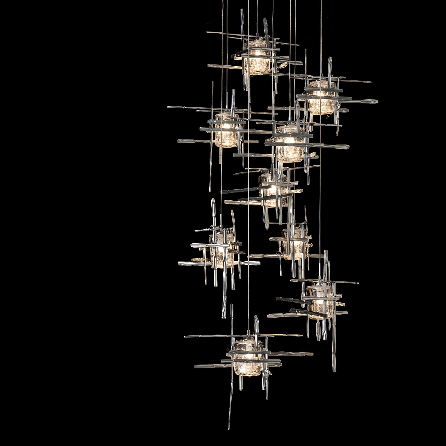 Hubbardton Forge - 131107-SKT-STND-85-II0728 - Tura 9-Light Seeded Glass Pendant - Tura - Sterling