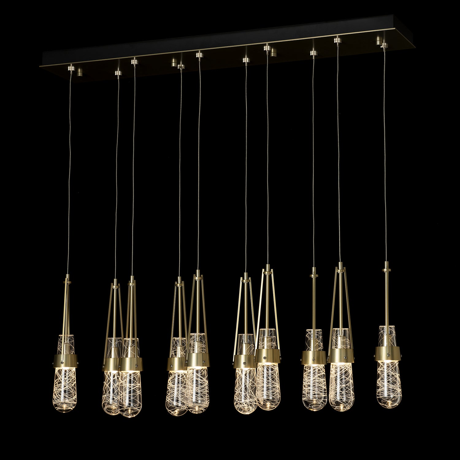 Hubbardton Forge - 131200-SKT-STND-86-YJ0434 - Link 10-Light Blown Glass Pendant - Link - Modern Brass