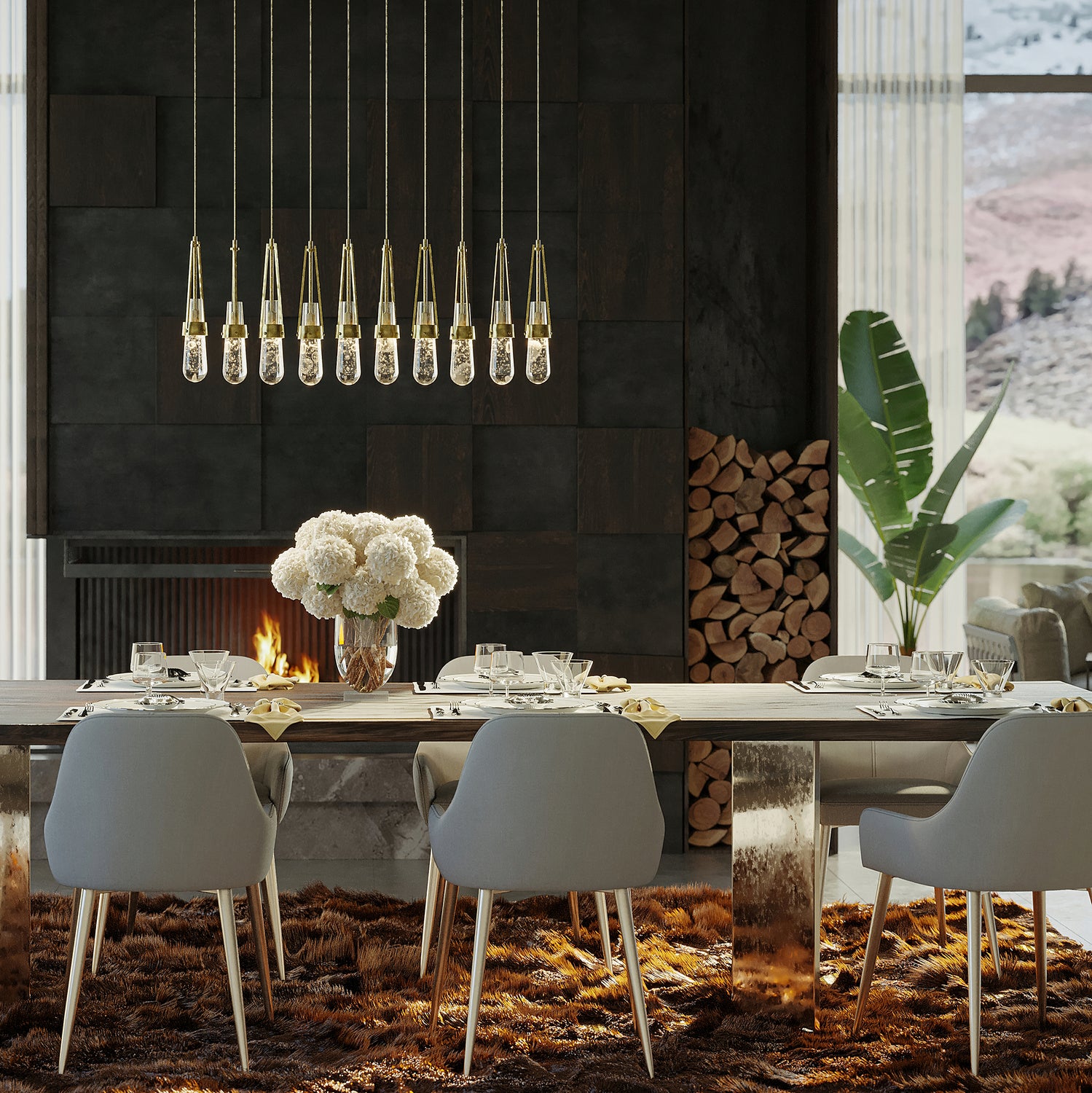 Hubbardton Forge - 131200-SKT-STND-86-YJ0434 - Link 10-Light Blown Glass Pendant - Link - Modern Brass