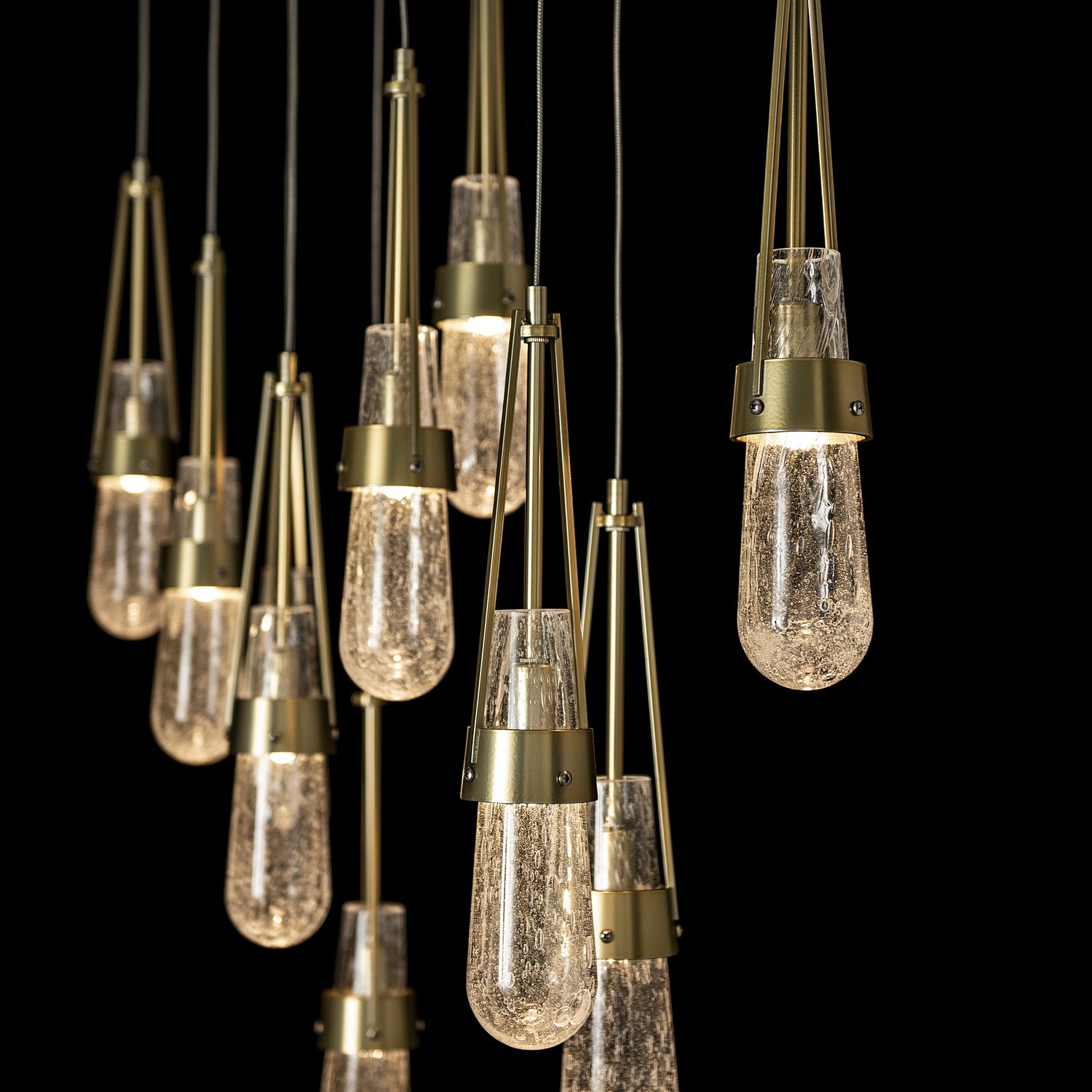 Hubbardton Forge - 131200-SKT-STND-86-YG0434 - Link 10-Light Blown Glass Pendant - Link - Modern Brass