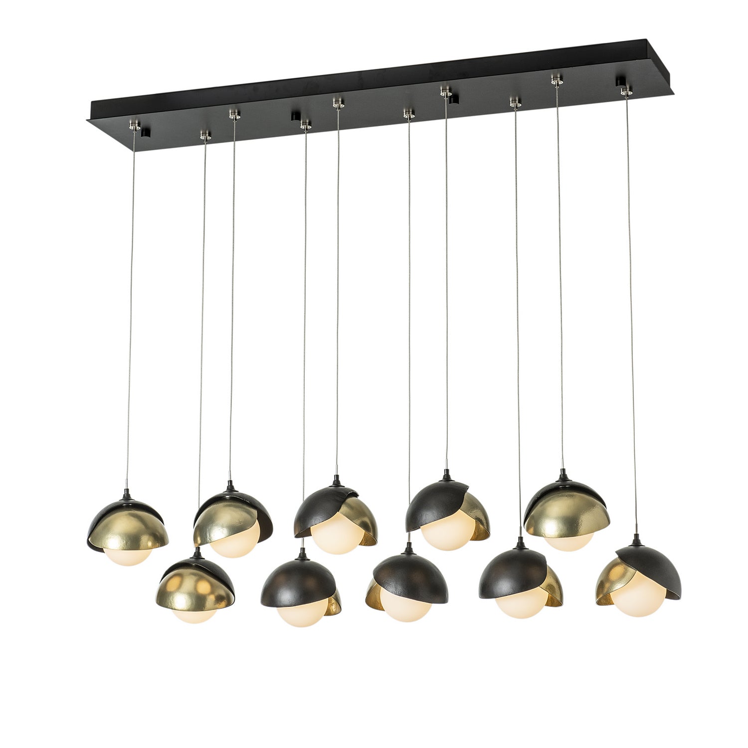 Hubbardton Forge - 131205-SKT-STND-10-86-GG0711 - Brooklyn 10-Light Double Shade Pendant - Brooklyn - Black