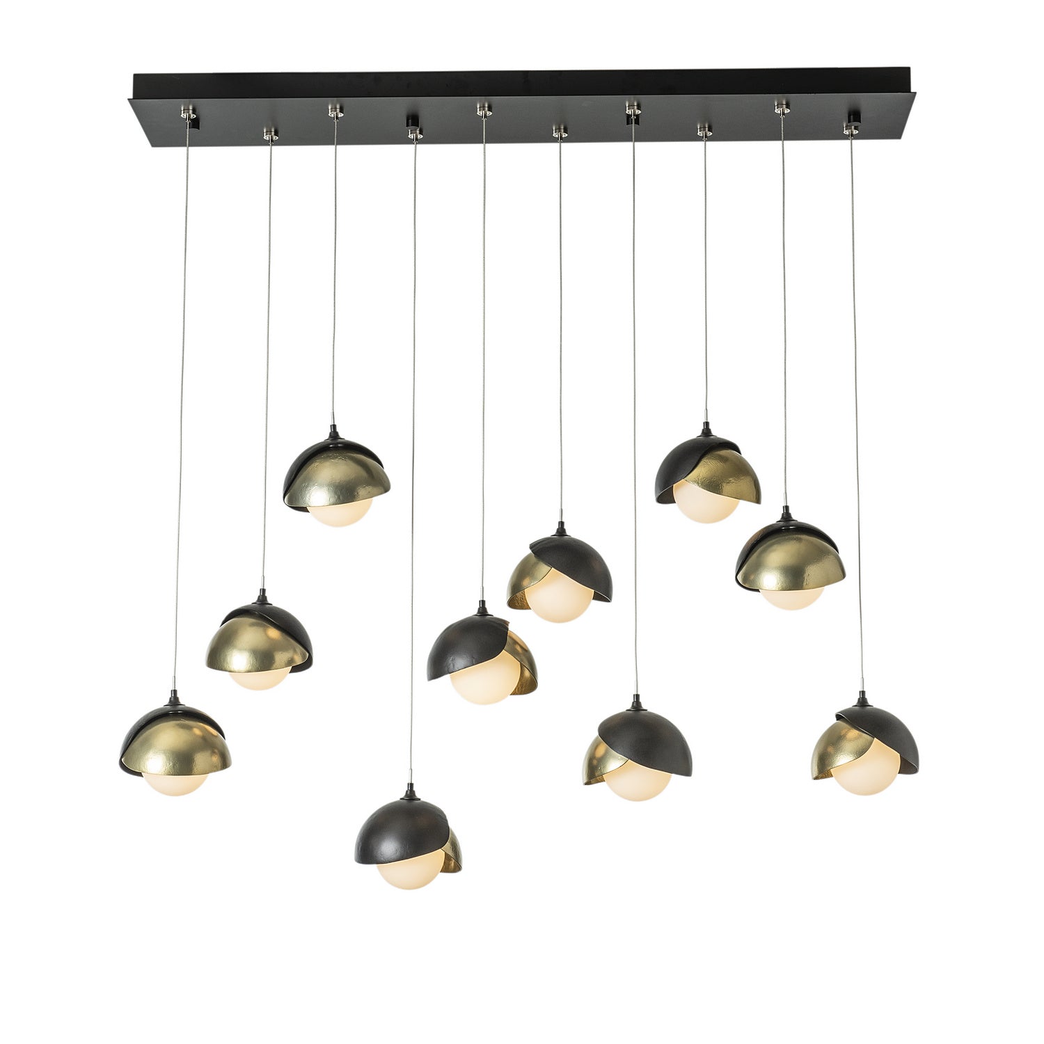 Hubbardton Forge - 131205-SKT-STND-10-86-GG0711 - Brooklyn 10-Light Double Shade Pendant - Brooklyn - Black