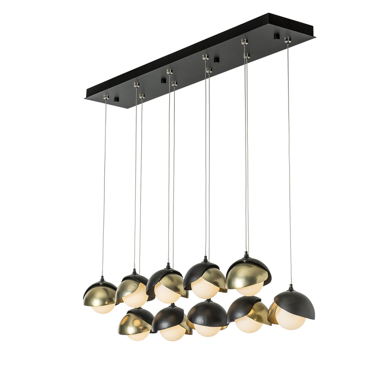 Hubbardton Forge - 131205-SKT-STND-10-86-GG0711 - Brooklyn 10-Light Double Shade Pendant - Brooklyn - Black