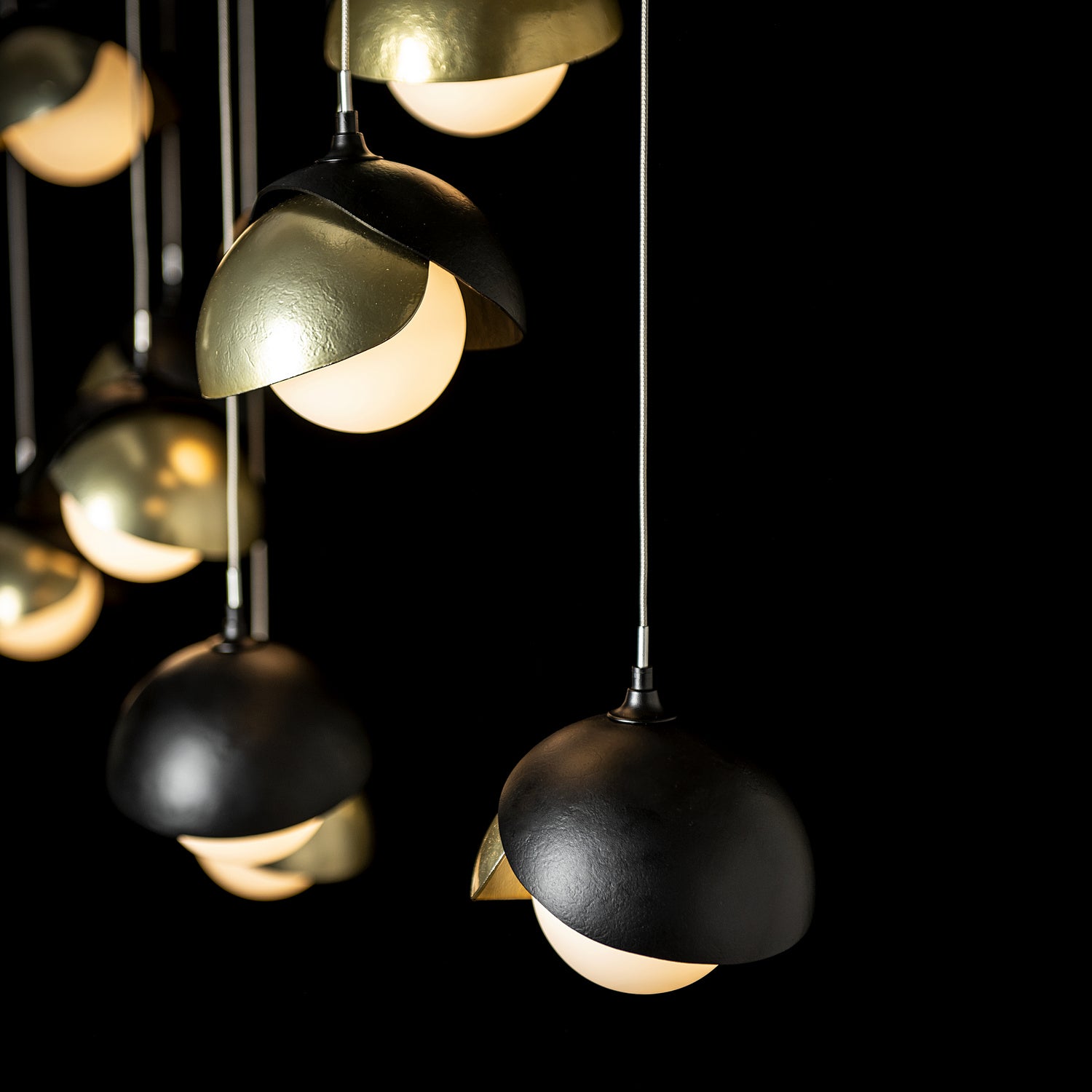 Hubbardton Forge - 131205-SKT-STND-10-86-GG0711 - Brooklyn 10-Light Double Shade Pendant - Brooklyn - Black