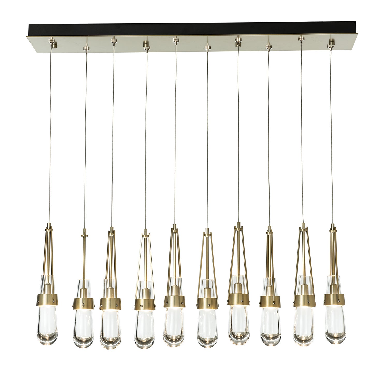 Hubbardton Forge - 131207-SKT-STND-86-ZM0434 - Link 10-Light Clear Glass Pendant - Link - Modern Brass