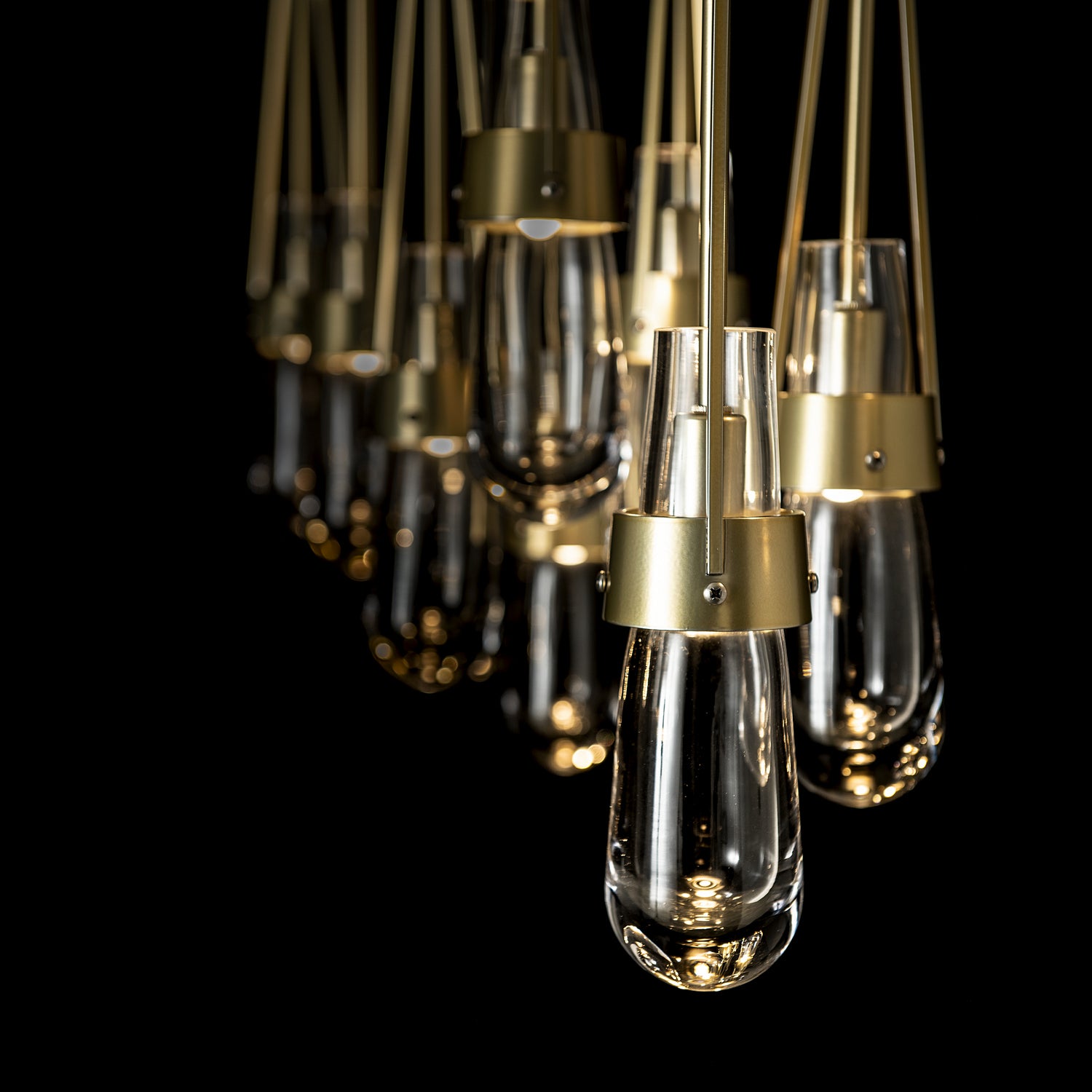 Hubbardton Forge - 131207-SKT-STND-86-ZM0434 - Link 10-Light Clear Glass Pendant - Link - Modern Brass
