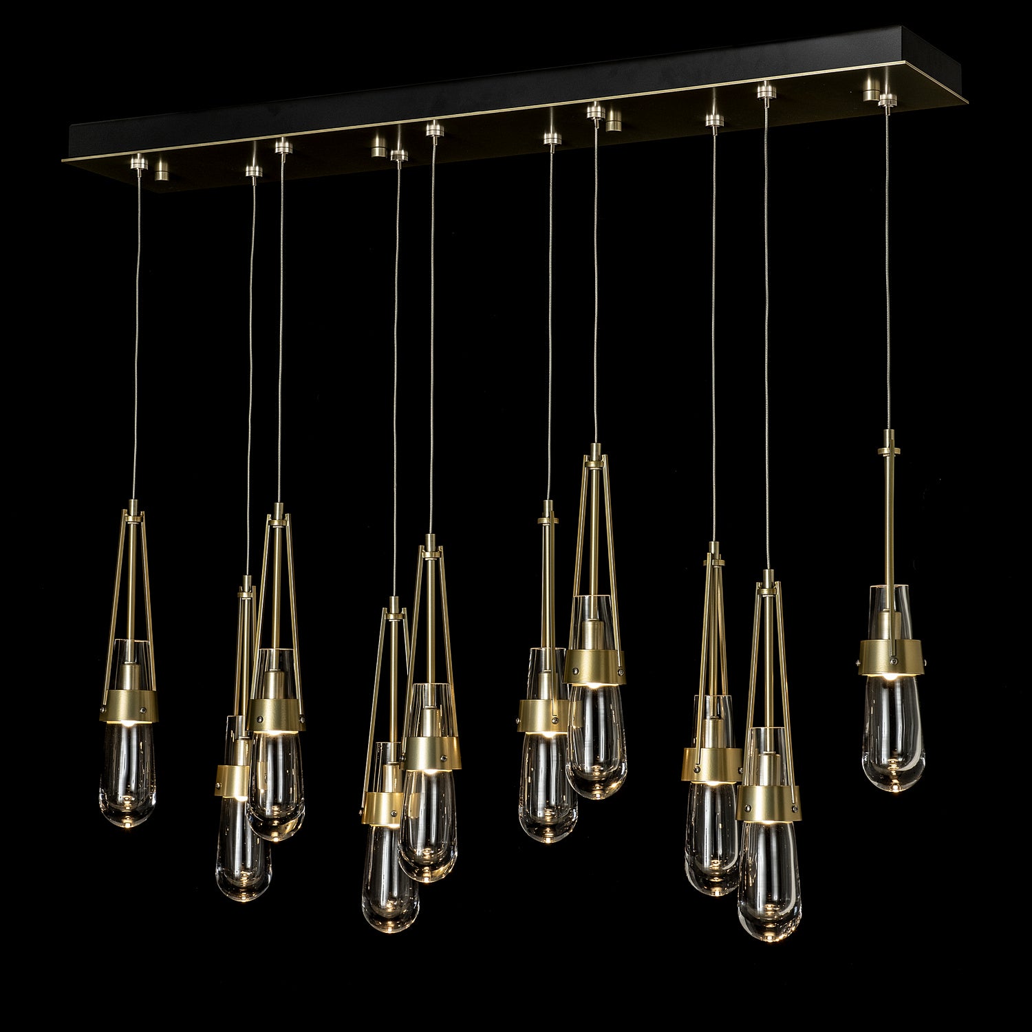 Hubbardton Forge - 131207-SKT-STND-86-ZM0434 - Link 10-Light Clear Glass Pendant - Link - Modern Brass