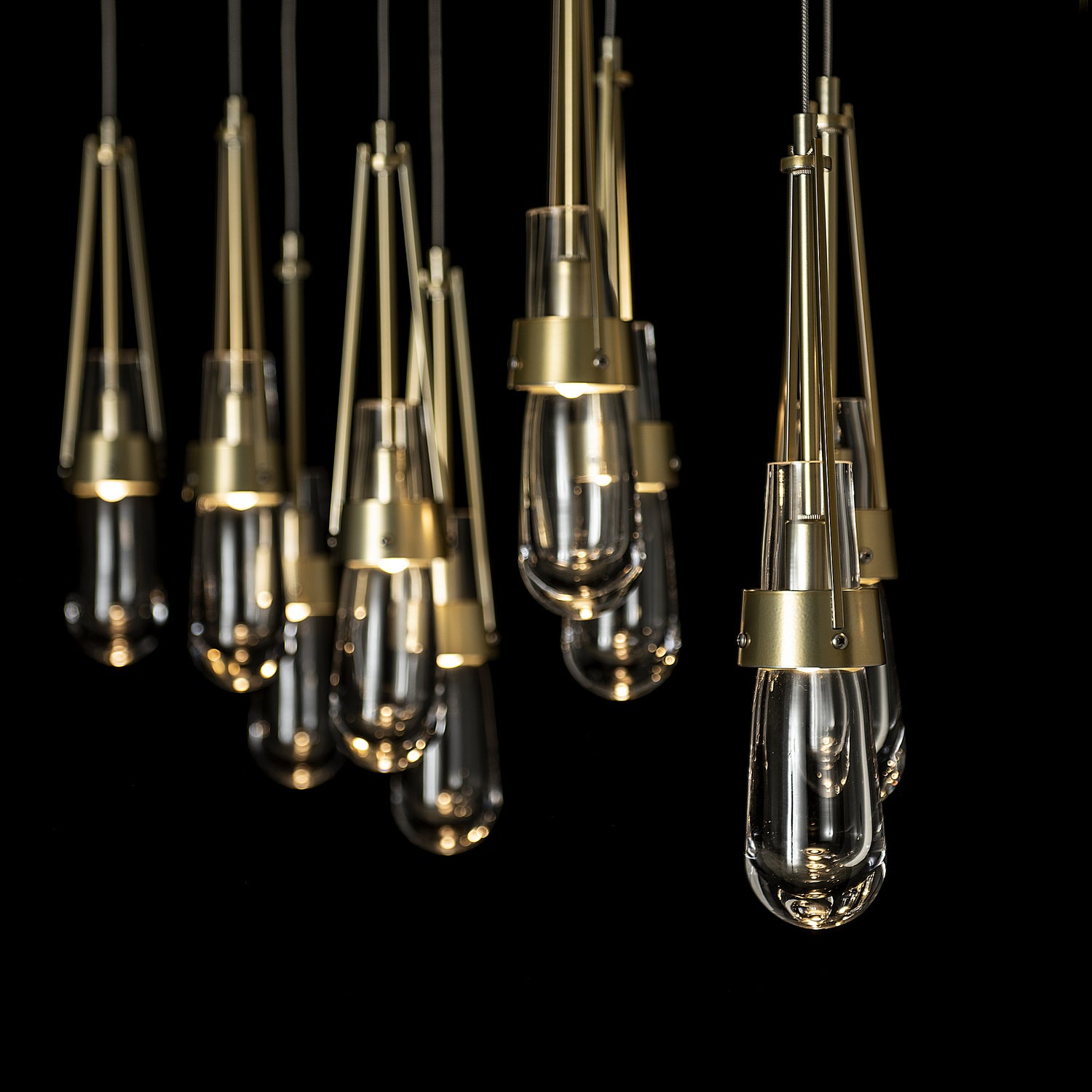 Hubbardton Forge - 131207-SKT-STND-86-ZM0434 - Link 10-Light Clear Glass Pendant - Link - Modern Brass
