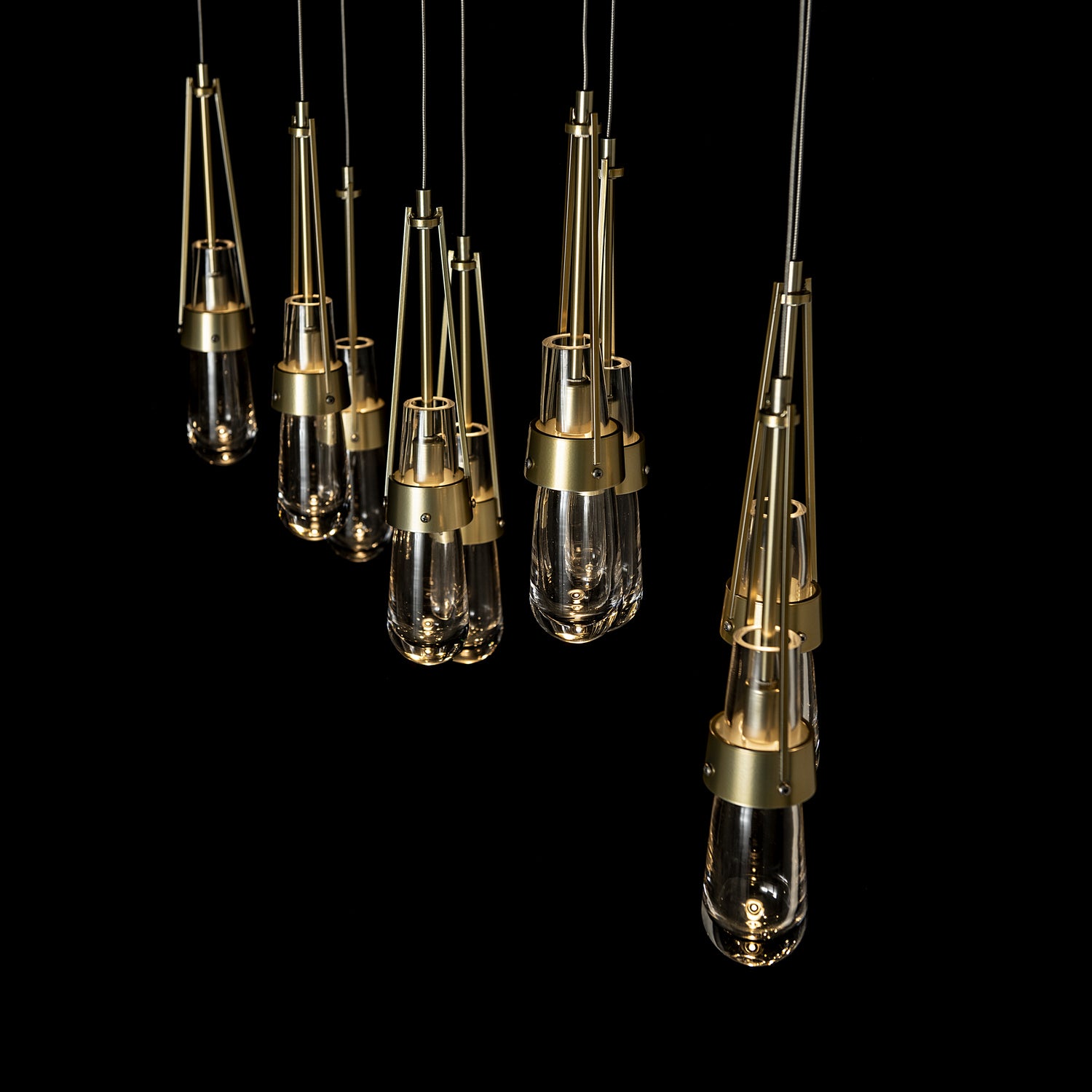 Hubbardton Forge - 131207-SKT-STND-86-ZM0434 - Link 10-Light Clear Glass Pendant - Link - Modern Brass