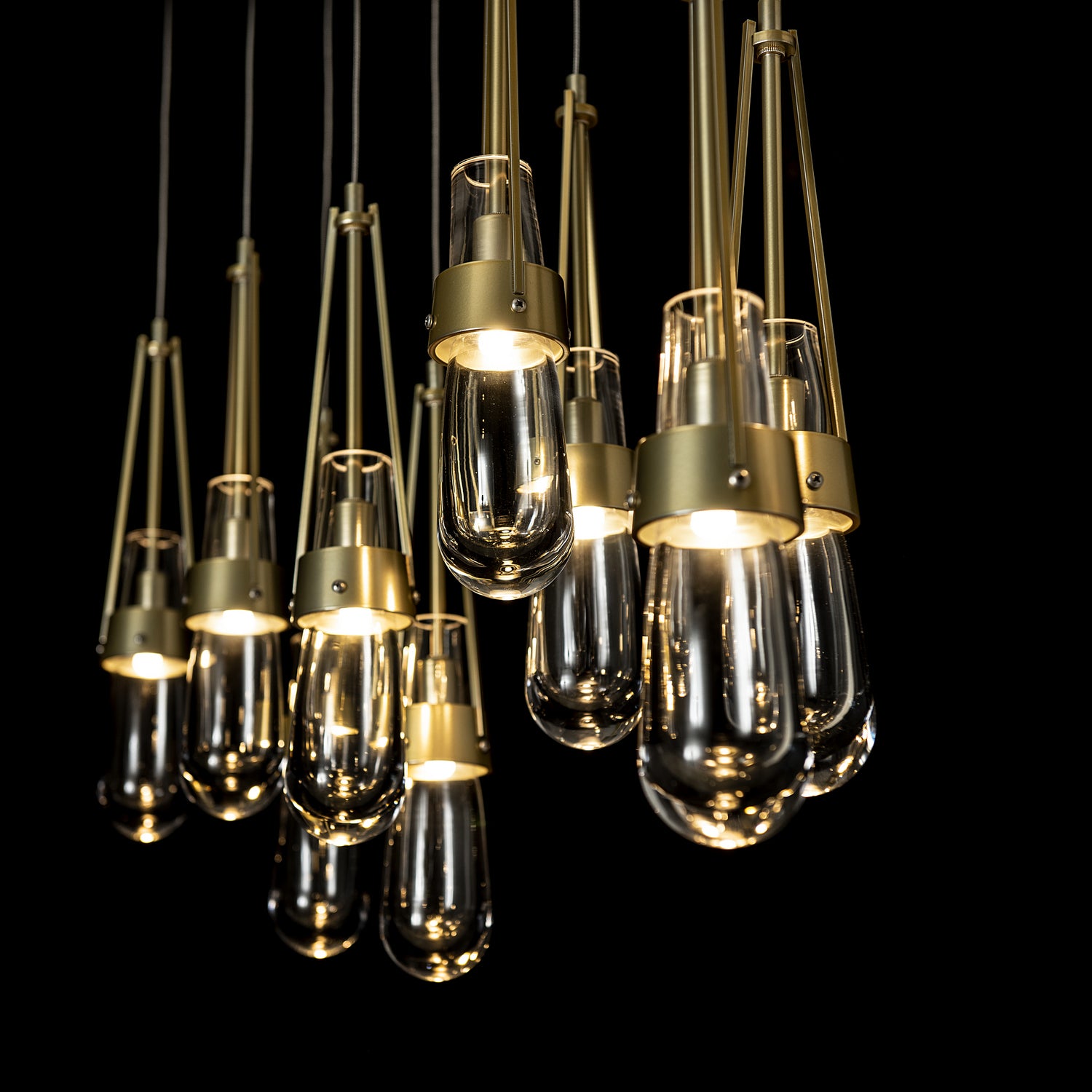 Hubbardton Forge - 131207-SKT-STND-86-ZM0434 - Link 10-Light Clear Glass Pendant - Link - Modern Brass