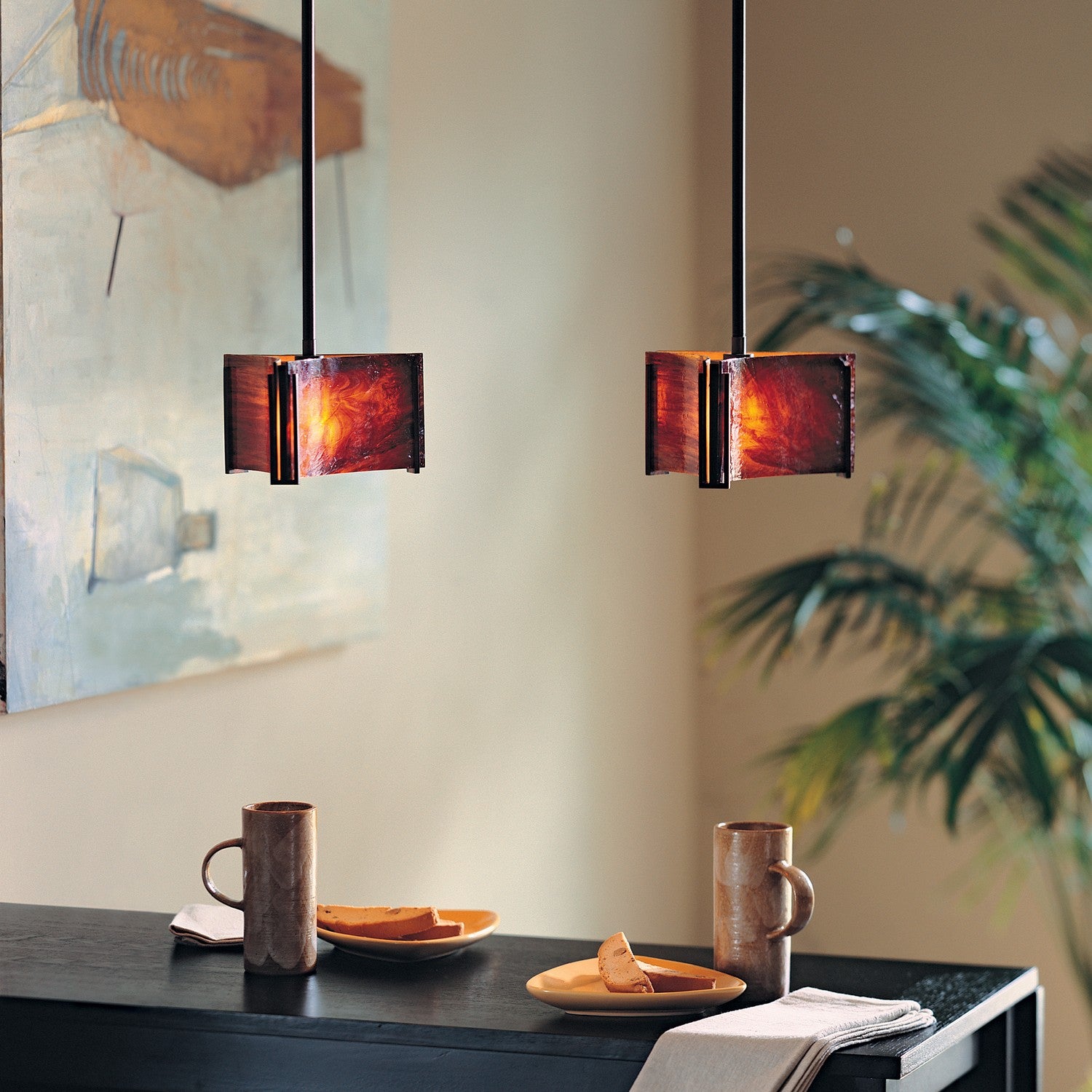 Hubbardton Forge - 188100-SKT-MULT-10-ZB0156 - Exos Delta Mini Pendant - Exos Glass - Black