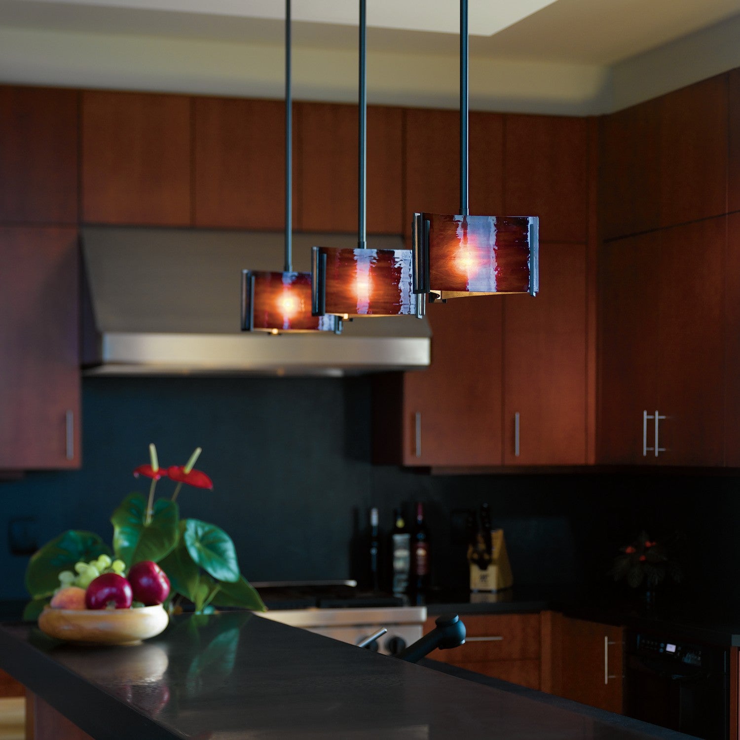 Hubbardton Forge - 188100-SKT-MULT-10-ZB0156 - Exos Delta Mini Pendant - Exos Glass - Black