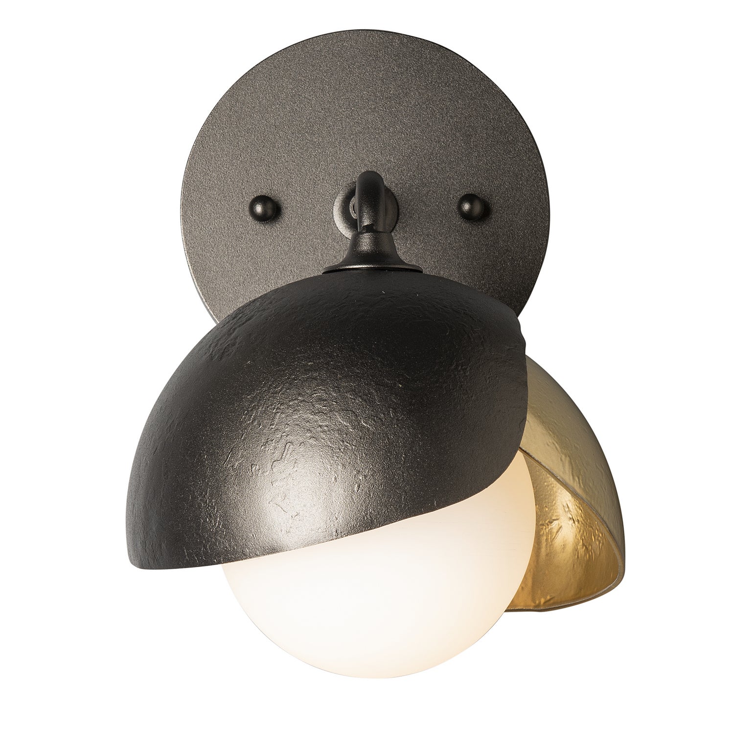 Hubbardton Forge - 201374-SKT-14-86-GG0711 - Brooklyn 1-Light Double Shade Bath Sconce - Brooklyn - Oil Rubbed Bronze