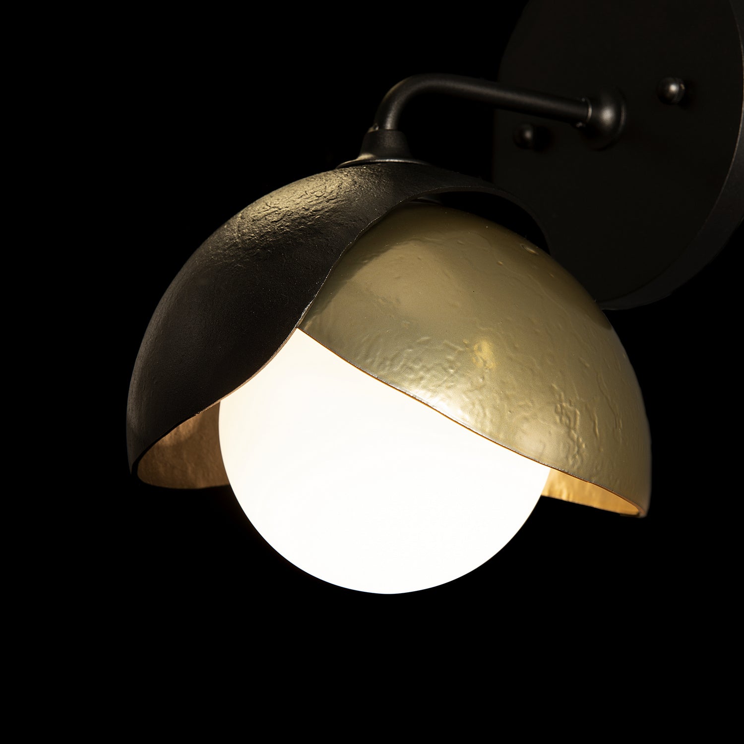 Hubbardton Forge - 201374-SKT-14-86-GG0711 - Brooklyn 1-Light Double Shade Bath Sconce - Brooklyn - Oil Rubbed Bronze