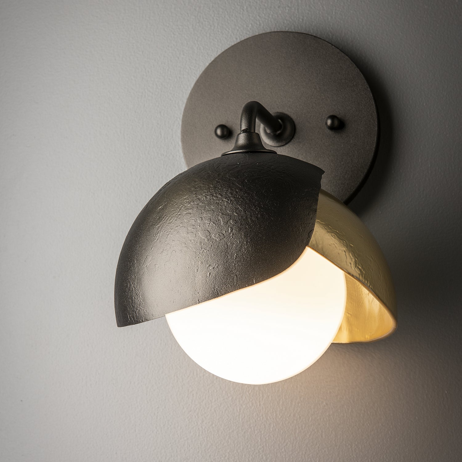 Hubbardton Forge - 201374-SKT-14-86-GG0711 - Brooklyn 1-Light Double Shade Bath Sconce - Brooklyn - Oil Rubbed Bronze