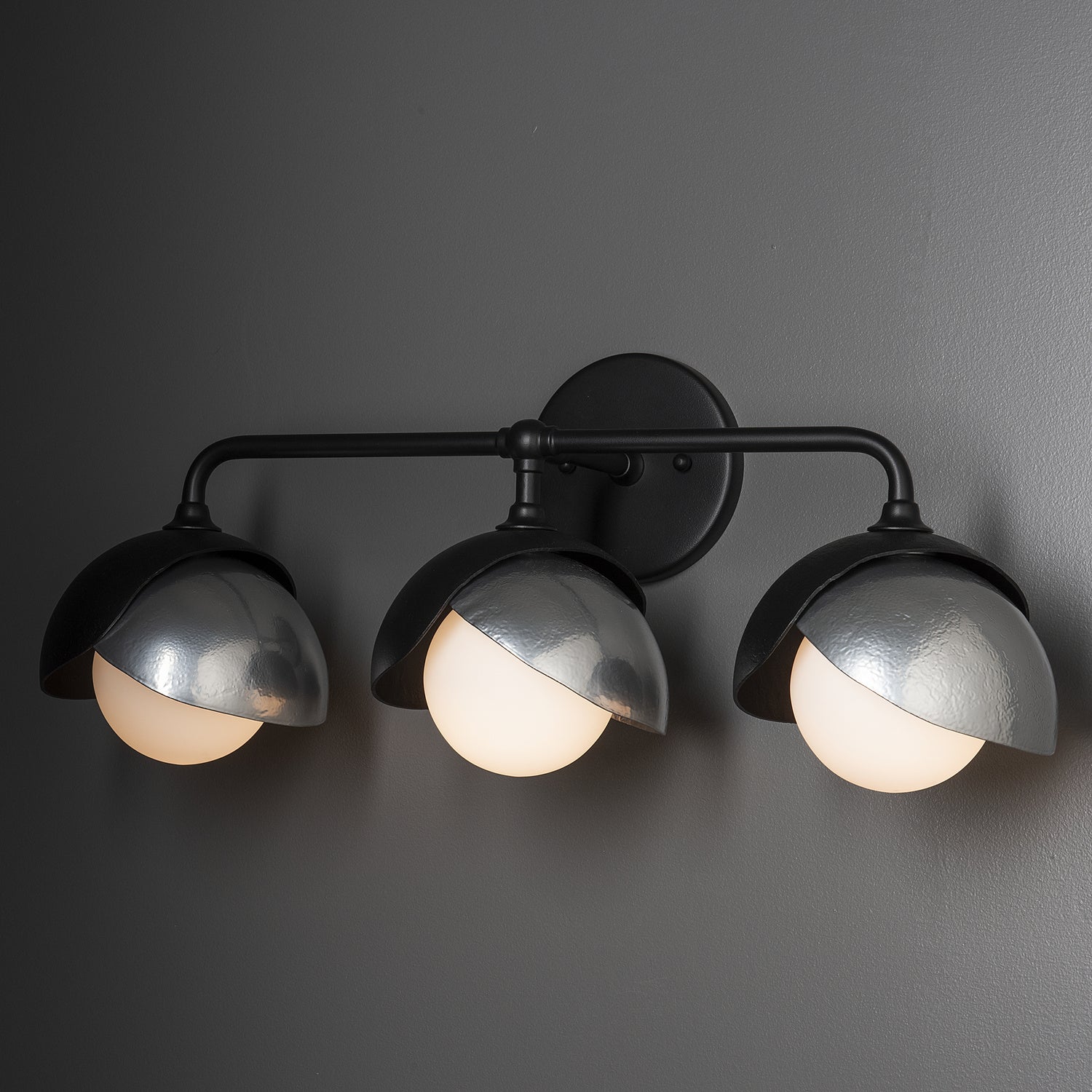 Hubbardton Forge - 201375-SKT-10-85-GG0711 - Brooklyn 3-Light Double Shade Bath Sconce - Brooklyn - Black