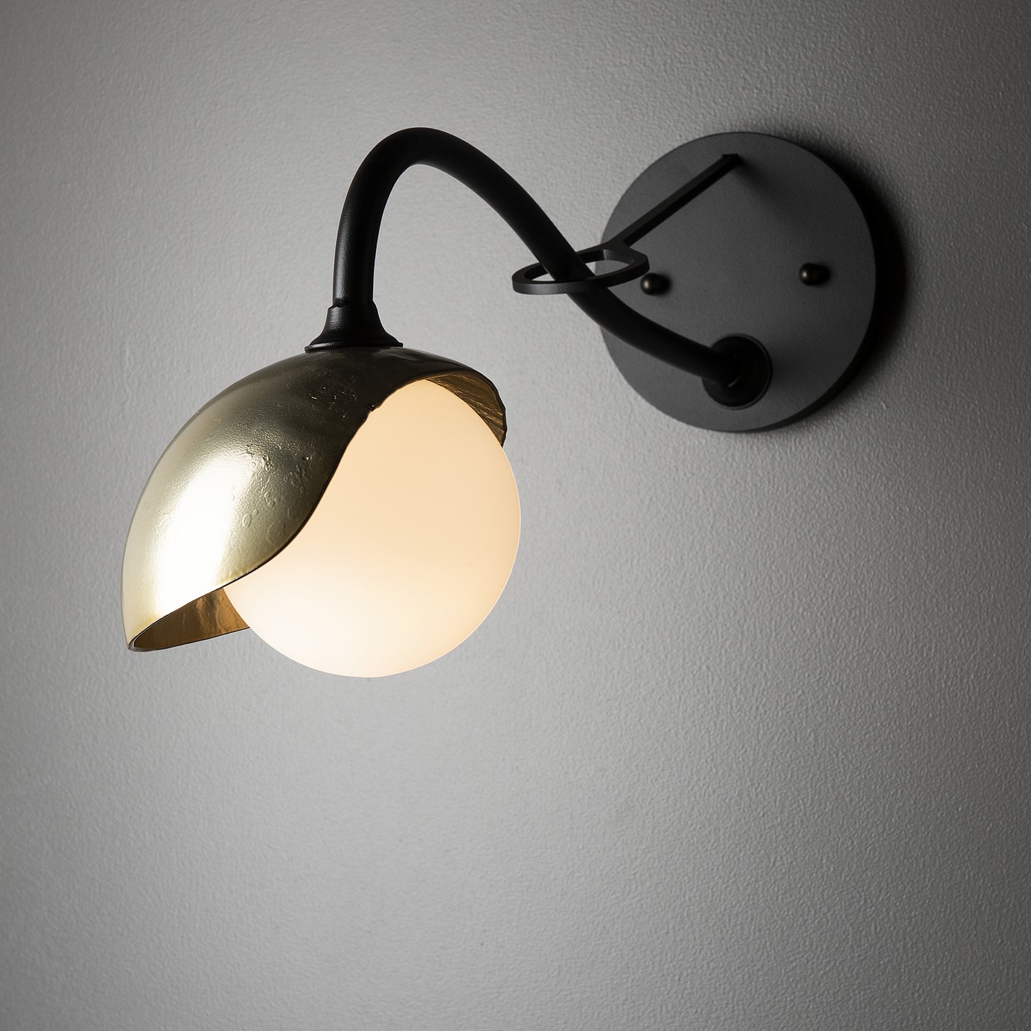 Hubbardton Forge - 201376-SKT-10-86-GG0711 - Brooklyn 1-Light Single Shade Long-Arm Sconce - Brooklyn - Black