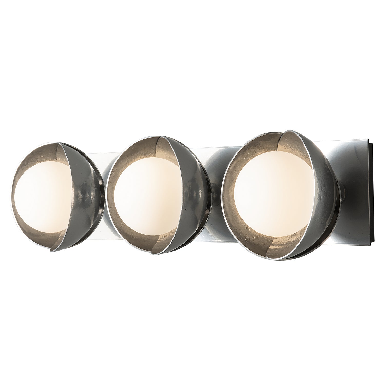 Hubbardton Forge - 201378-SKT-85-85-GG0711 - Brooklyn 3-Light Straight Double Shade Bath Sconce - Brooklyn - Sterling