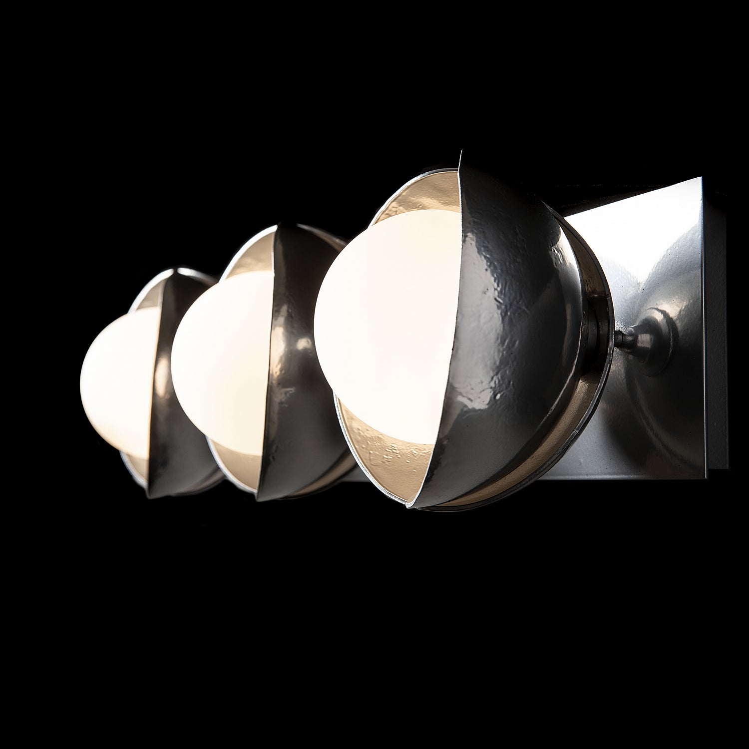 Hubbardton Forge - 201378-SKT-85-85-GG0711 - Brooklyn 3-Light Straight Double Shade Bath Sconce - Brooklyn - Sterling
