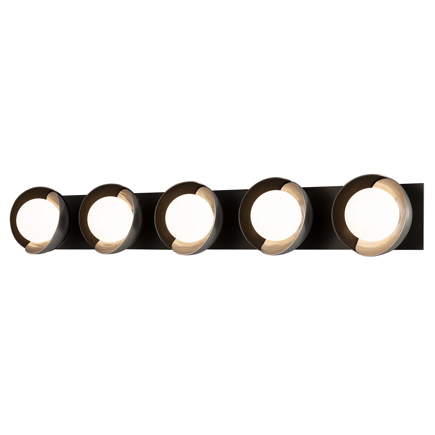 Hubbardton Forge - 201379-SKT-14-85-GG0711 - Brooklyn 5-Light Straight Double Shade Bath Sconce - Brooklyn - Oil Rubbed Bronze