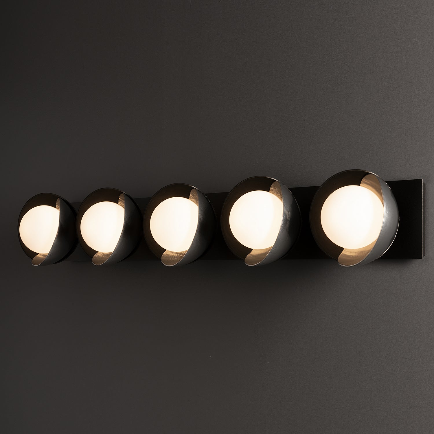Hubbardton Forge - 201379-SKT-14-85-GG0711 - Brooklyn 5-Light Straight Double Shade Bath Sconce - Brooklyn - Oil Rubbed Bronze