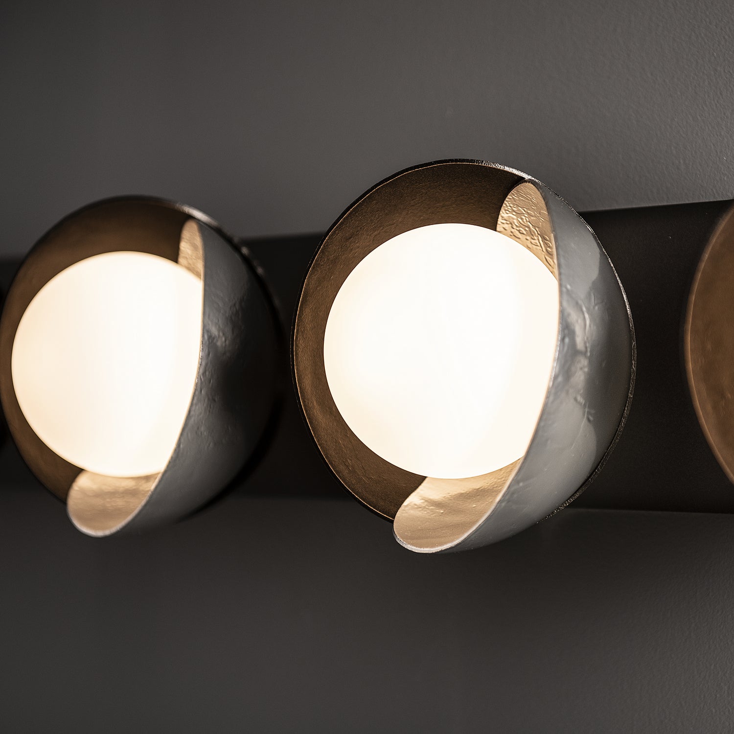 Hubbardton Forge - 201379-SKT-14-85-GG0711 - Brooklyn 5-Light Straight Double Shade Bath Sconce - Brooklyn - Oil Rubbed Bronze