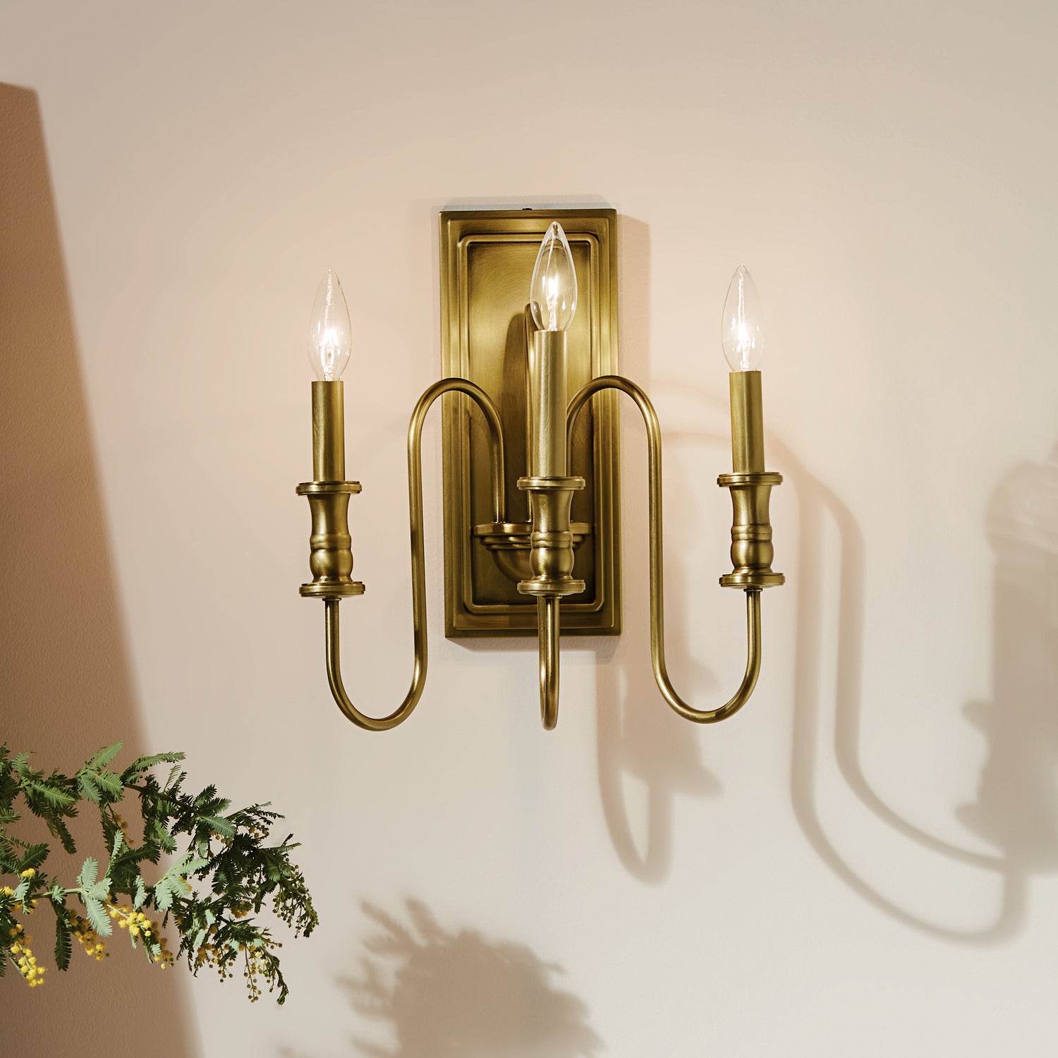 Kichler - 52473NBR - Three Light Wall Sconce - Karthe - Natural Brass