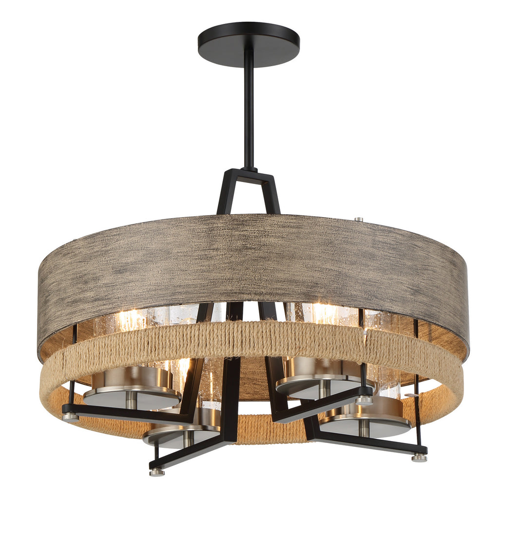 Minka-Lavery - 2764-733 - Four Light Convertible Pendant - Silver Creek - Stone Grey, Coal And Brushed Nickel