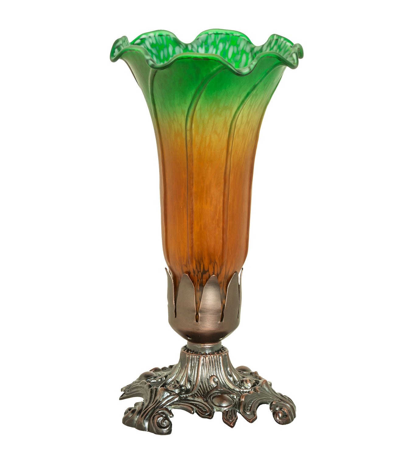 Meyda Tiffany - 10214 - One Light Mini Lamp - Amber/Green - Mahogany Bronze