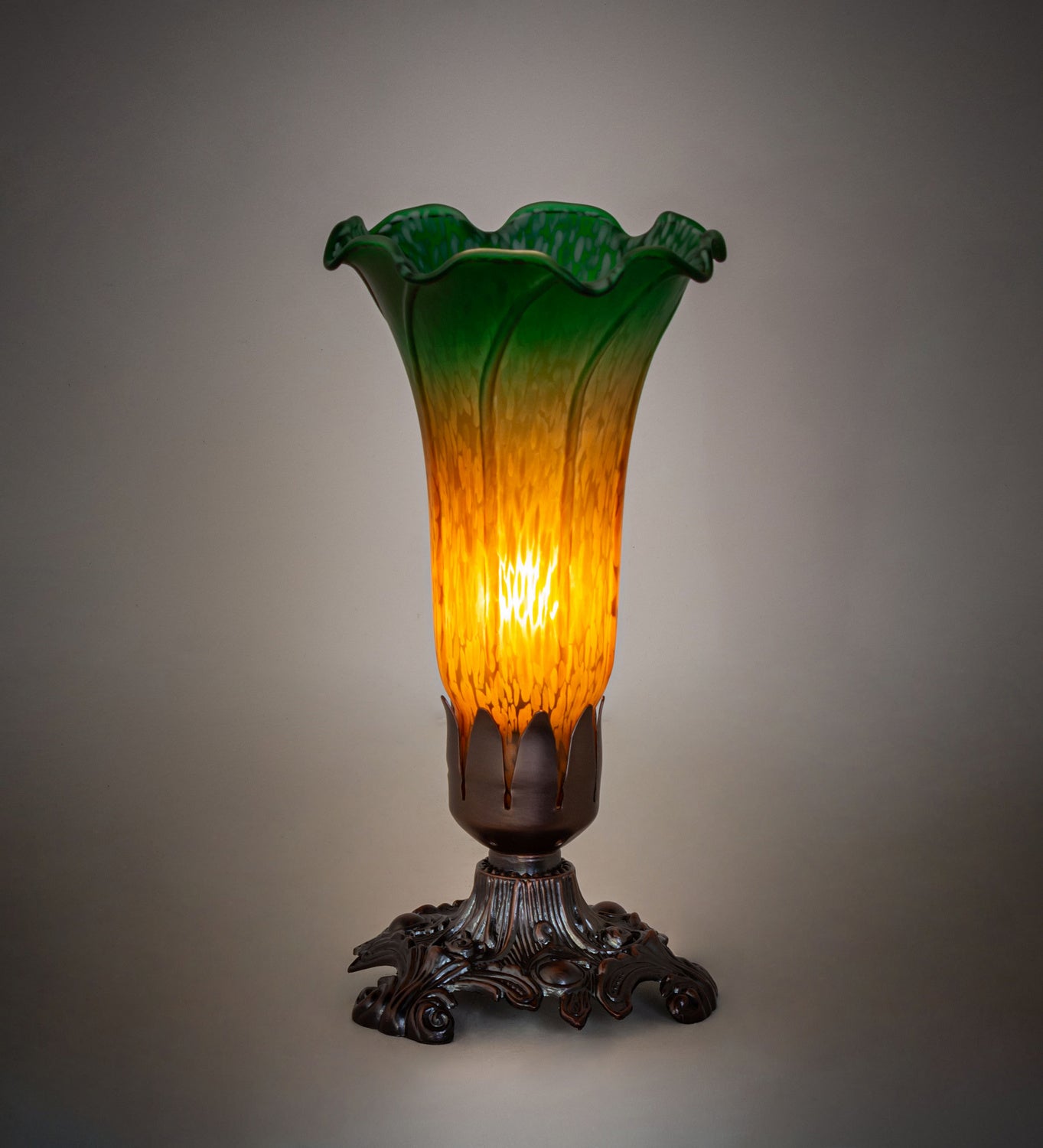 Meyda Tiffany - 10214 - One Light Mini Lamp - Amber/Green - Mahogany Bronze