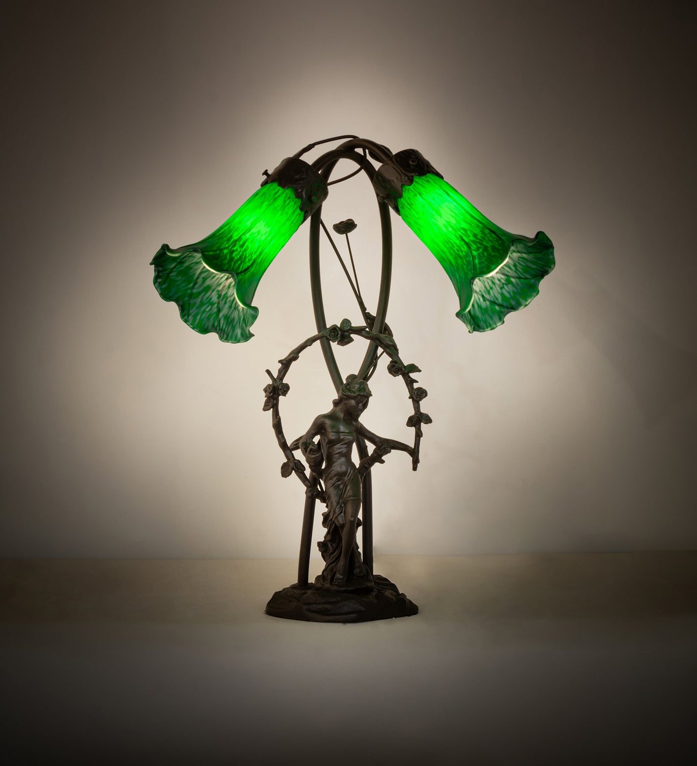 Meyda Tiffany - 109514 - Two Light Table Lamp - Green - Mahogany Bronze