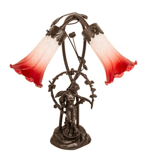 Meyda Tiffany - 144697 - Two Light Table Lamp - Red/White - Mahogany Bronze