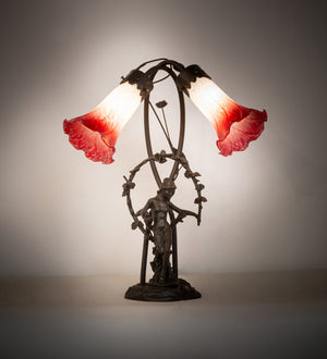 Meyda Tiffany - 144697 - Two Light Table Lamp - Red/White - Mahogany Bronze