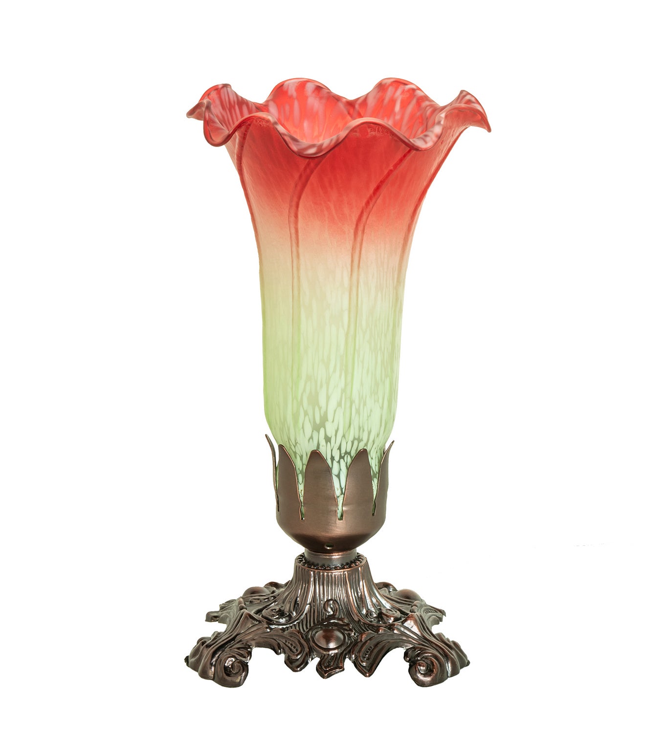 Meyda Tiffany - 145780 - One Light Mini Lamp - Seafoam/Cranberry - Mahogany Bronze