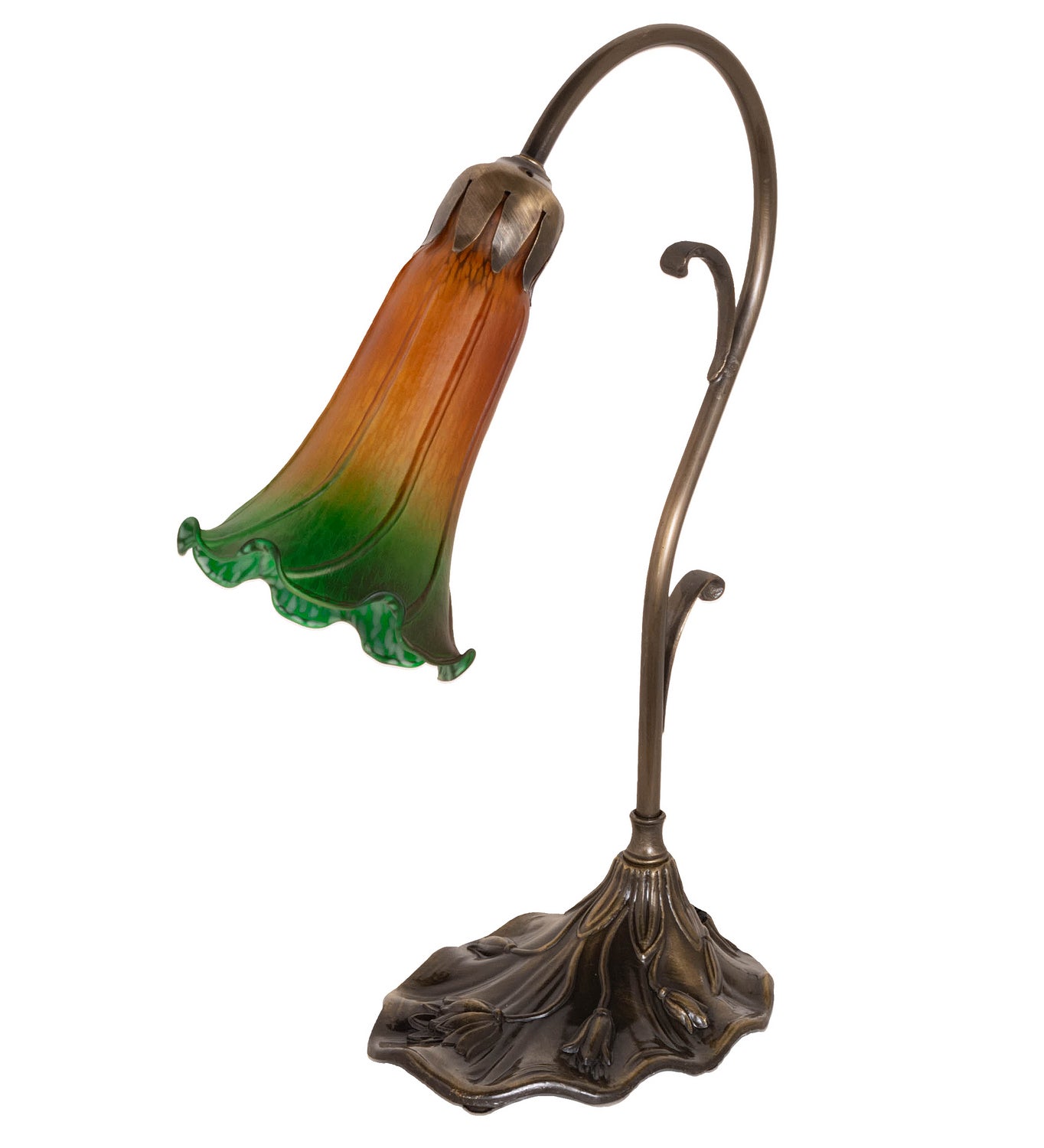 Meyda Tiffany - 17014 - One Light Mini Lamp - Amber/Green - Antique Brass