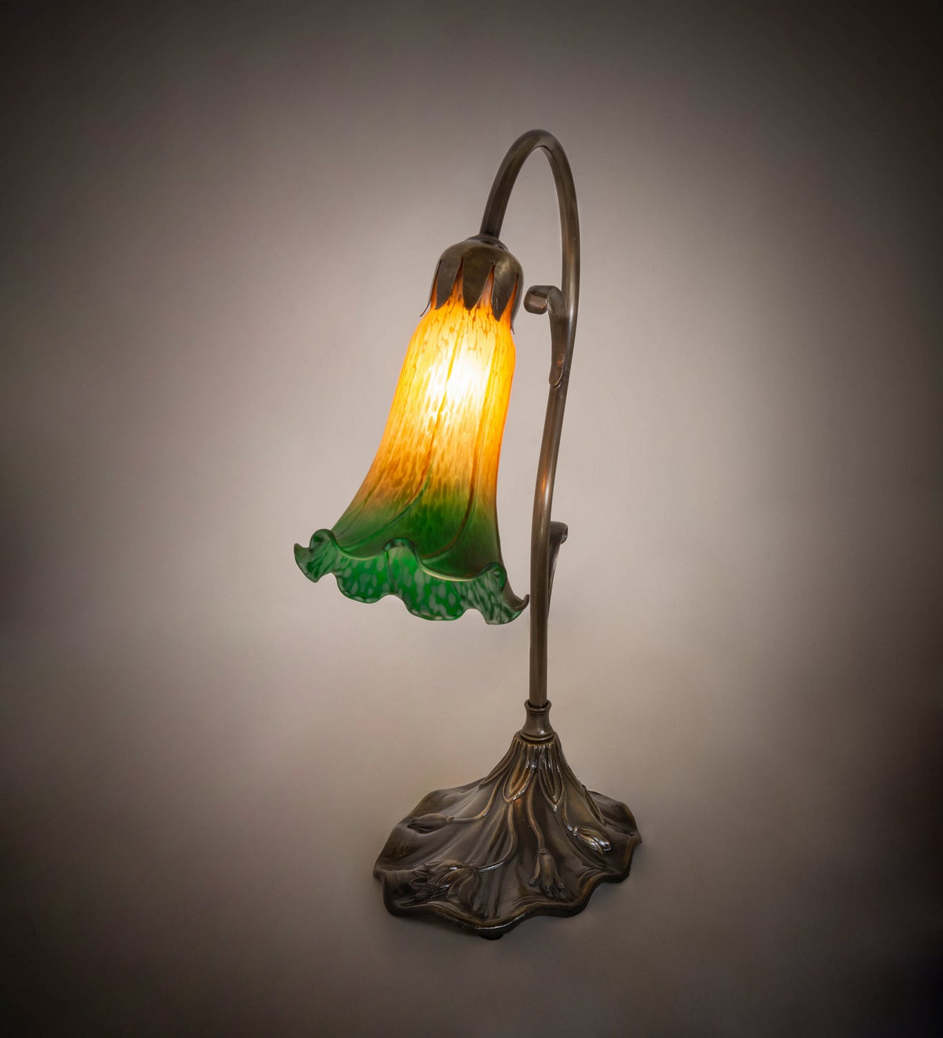 Meyda Tiffany - 17014 - One Light Mini Lamp - Amber/Green - Antique Brass