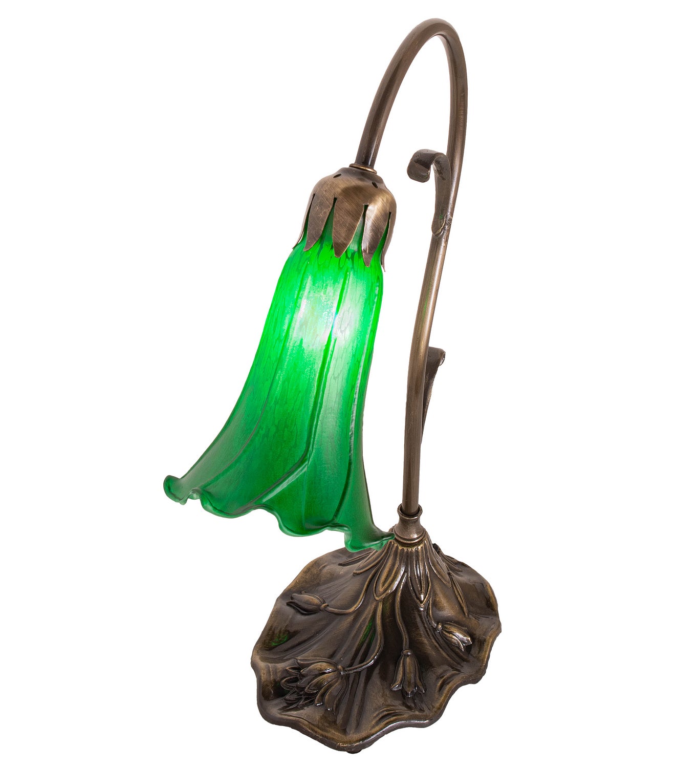 Meyda Tiffany - 17043 - One Light Mini Lamp - Green - Antique Brass