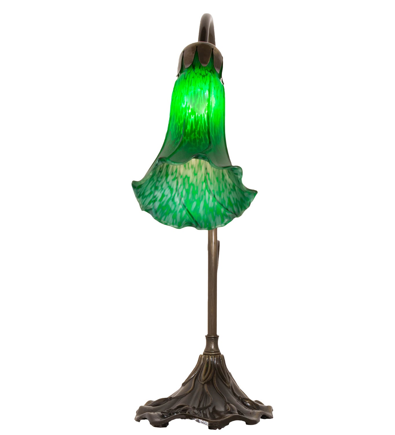 Meyda Tiffany - 17043 - One Light Mini Lamp - Green - Antique Brass