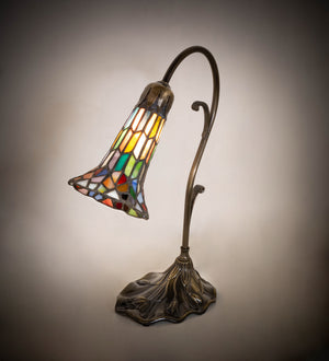 Meyda Tiffany - 17866 - Mini Lamp - Stained Glass Pond Lily - Mahogany Bronze