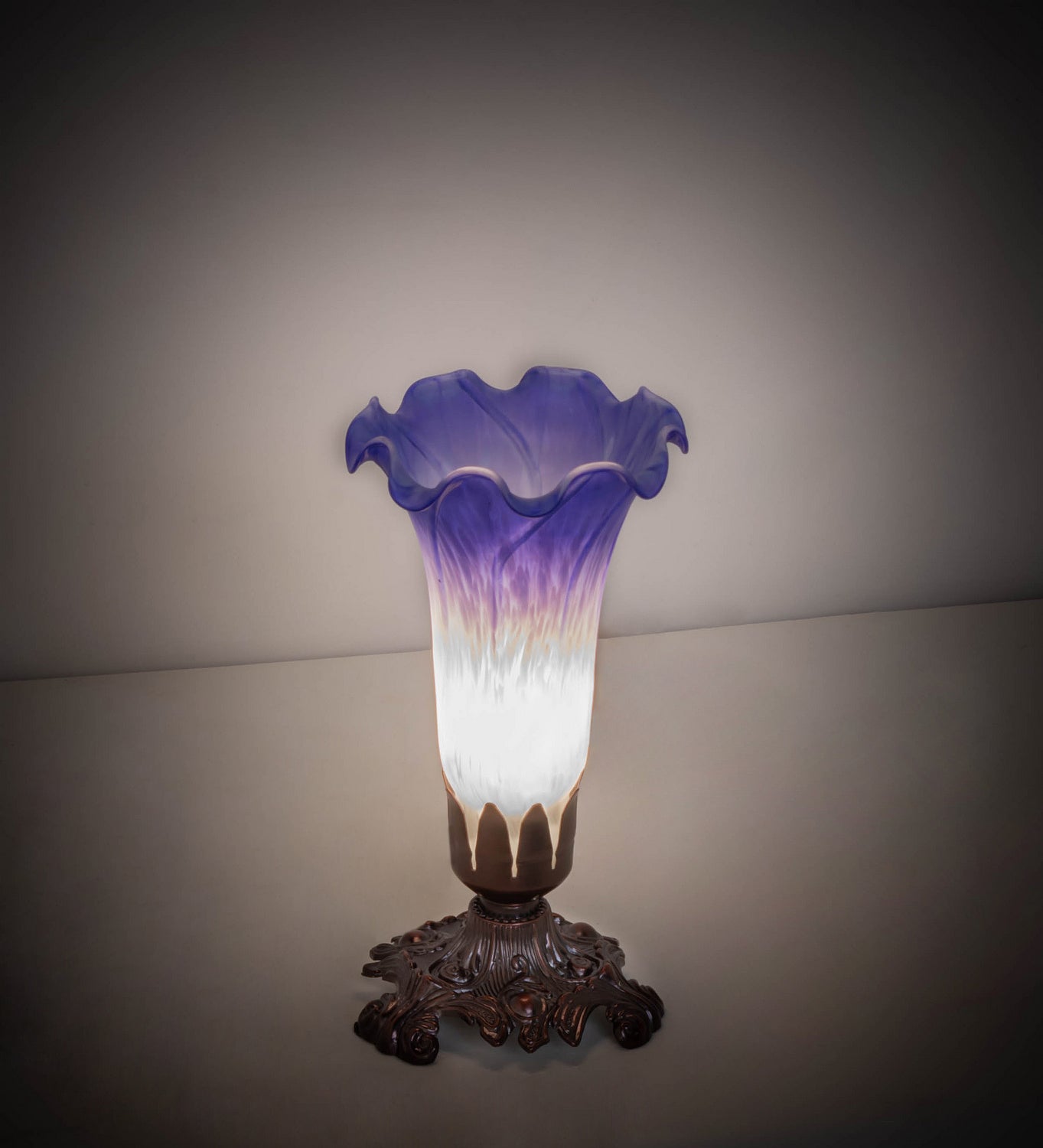 Meyda Tiffany - 231540 - One Light Mini Lamp - Blue/White Pond Lily - Mahogany Bronze