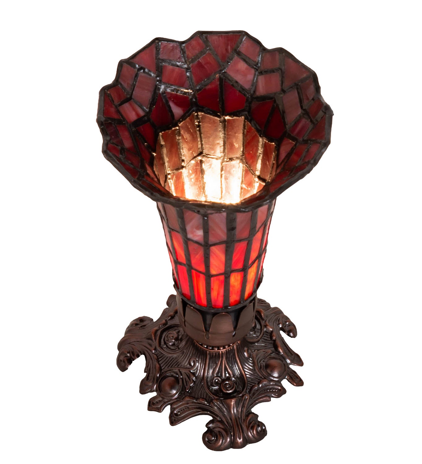 Meyda Tiffany - 239057 - Mini Lamp - Stained Glass Pond Lily - Mahogany Bronze