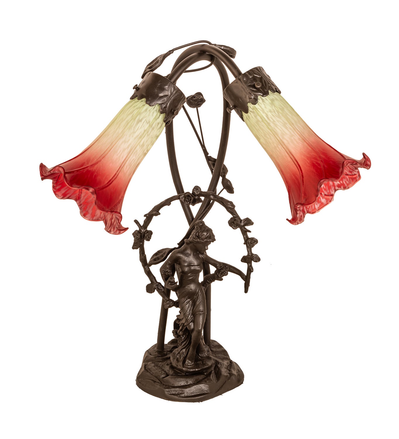 Meyda Tiffany - 251671 - Two Light Table Lamp - Seafoam/Cranberry - Mahogany Bronze