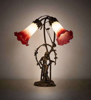 Meyda Tiffany - 251671 - Two Light Table Lamp - Seafoam/Cranberry - Mahogany Bronze