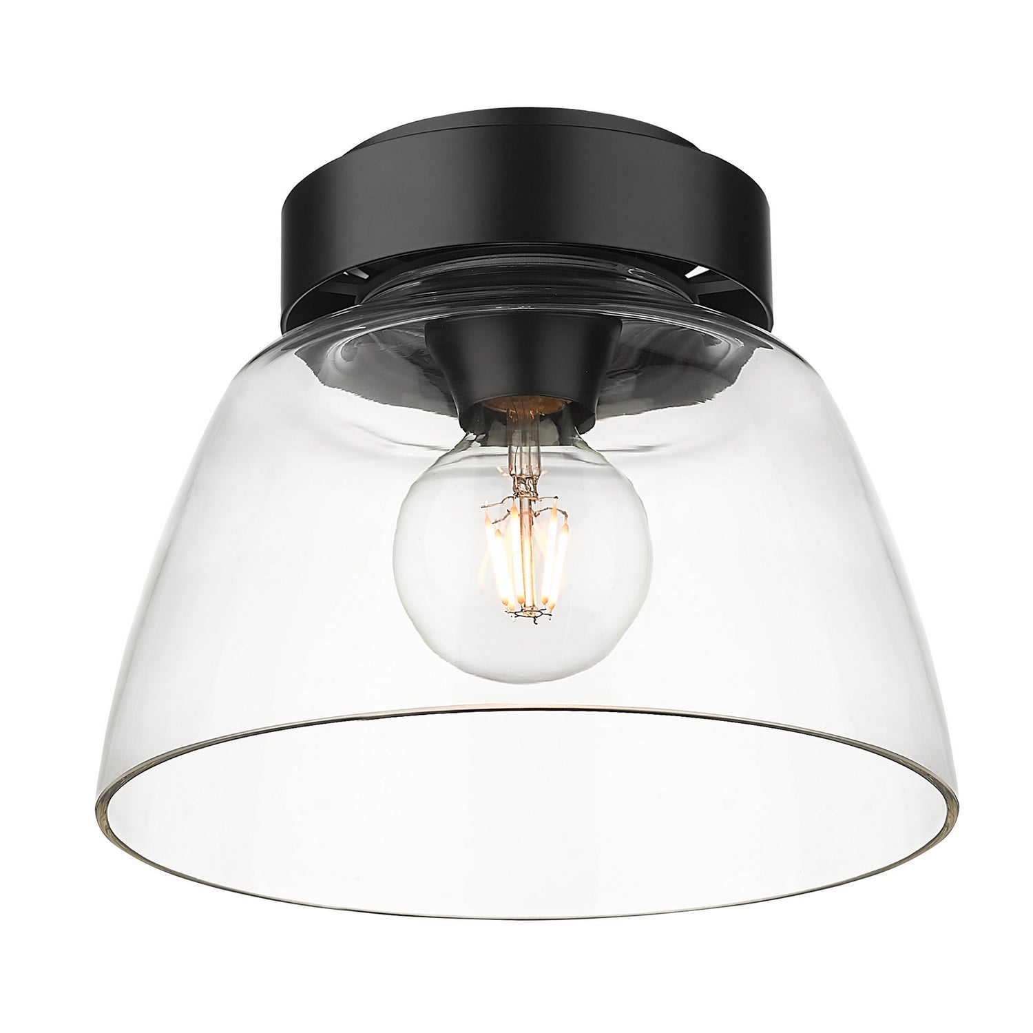 Golden - 0314-FM10 BLK-CLR - One Light Flush Mount - Remy - Matte Black